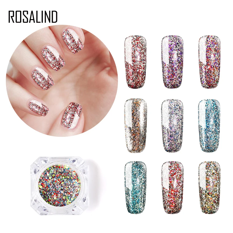 ROSALIND 1 шт. Платиновый блеск для ногтей магический эффект порошки гель лак