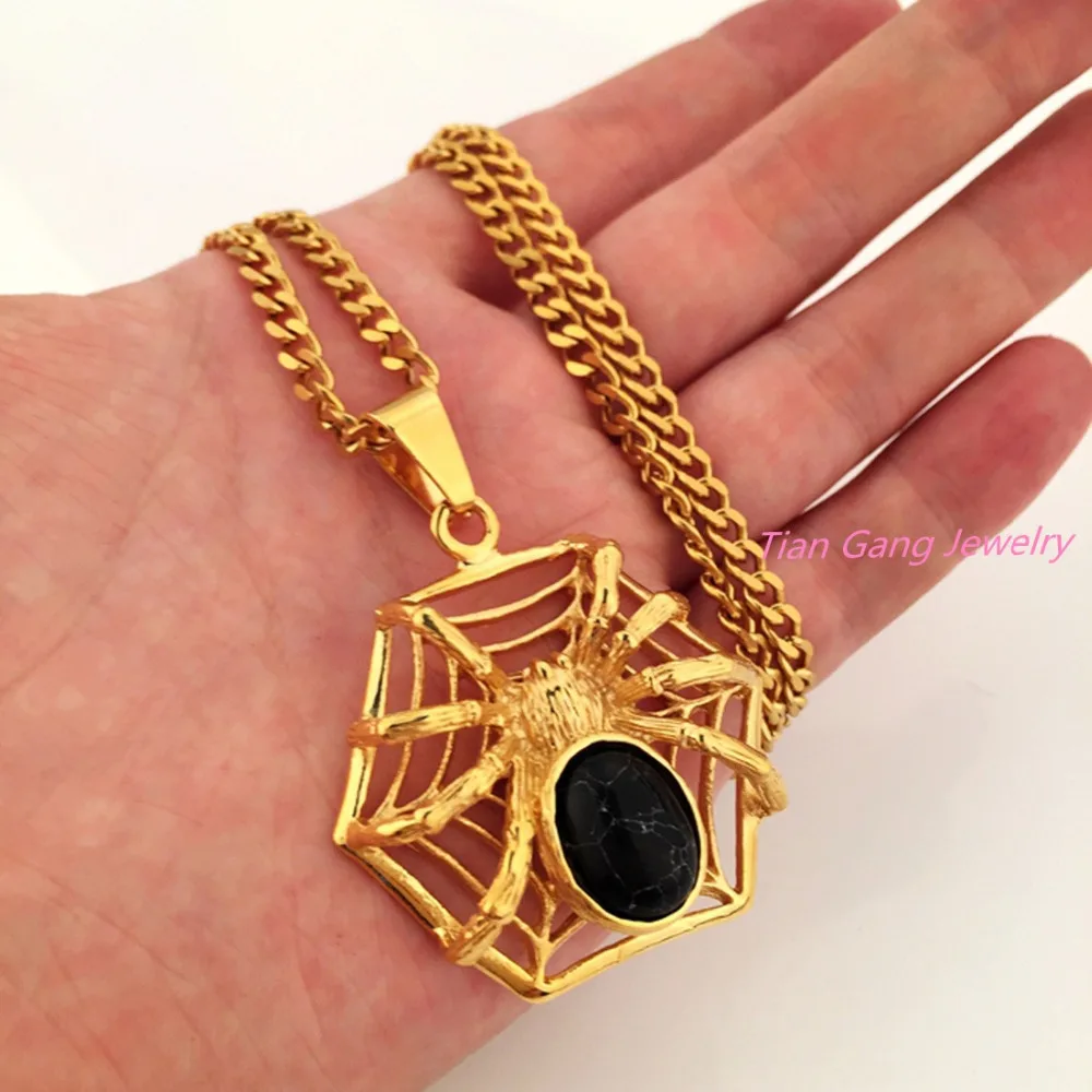 Модные мужские маленькие счастливые ожерелье с пауком в серебряном цвете из