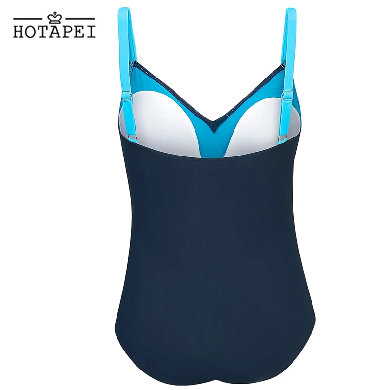 Hotapei 2019 Одна Деталь сексуальные купальники монокини XL Для женщин синий