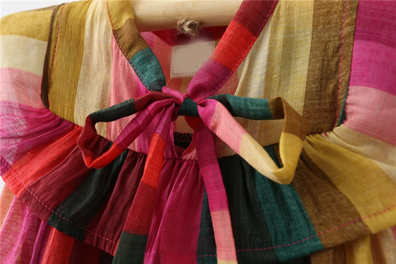 Футболки для девочек повседневные градиентные детские топы в полоску с отложным