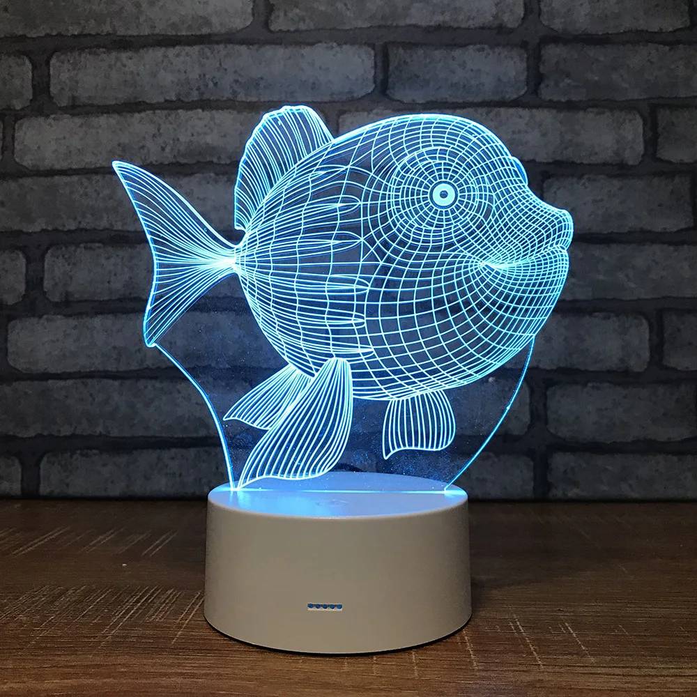 Новинка необычное место 3d свет обесцвечивание креативный мультфильм рыба