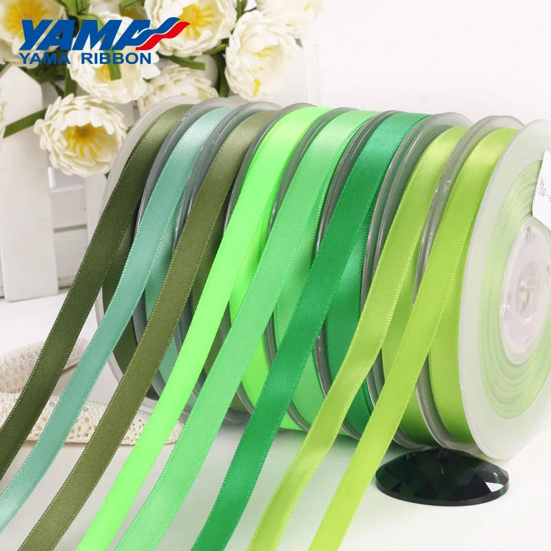 YAMA 25 28 32 38 mm 100yards/lot Double Face Satin Ribbon Light and Dark Green for Party Wedding Decoration Handmade Rose Flower images - 6