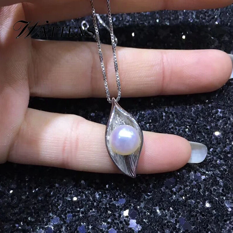 

Натуральное жемчужное ожерелье 925 стерлингового серебра кулон в форме листа для женщин ювелирные изделия из жемчуга модные аксессуары вече...