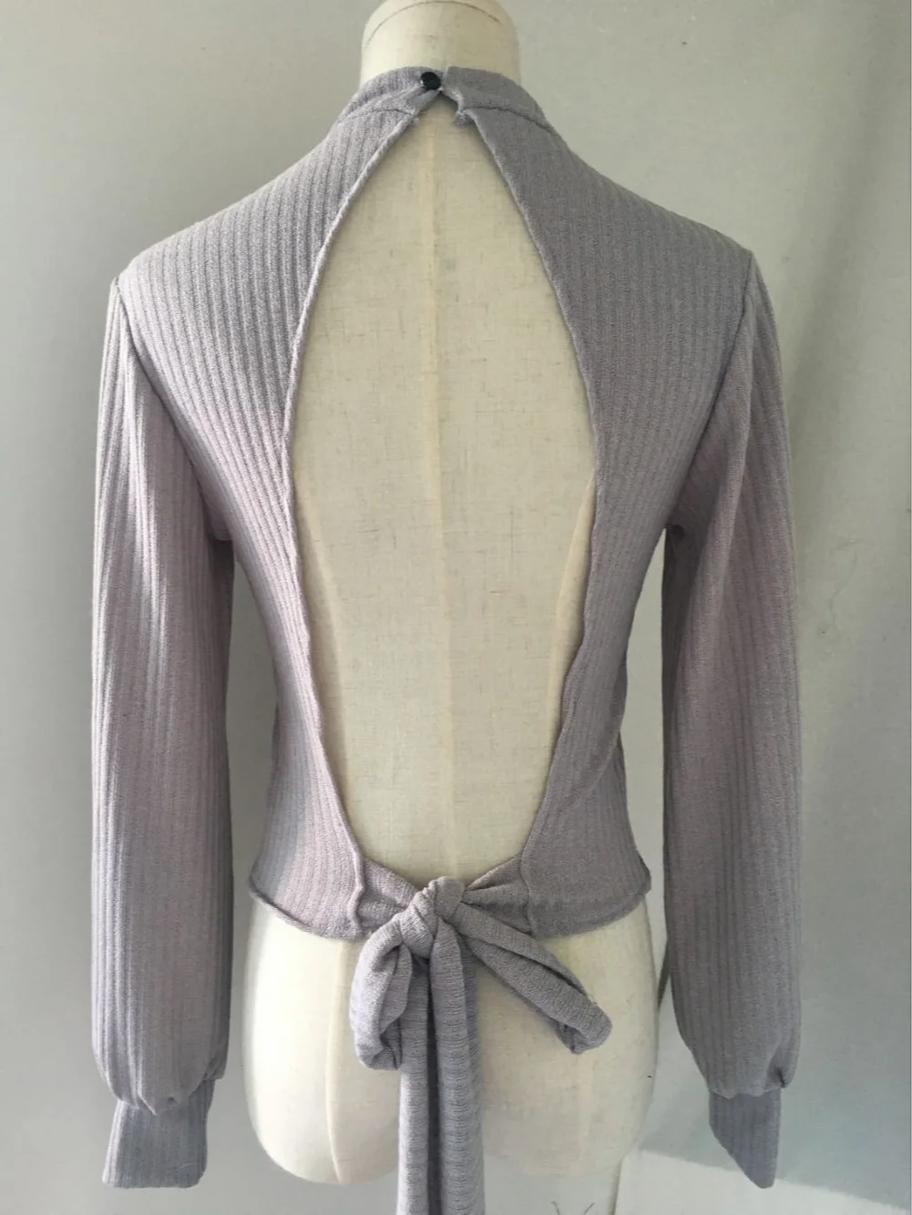 

Sexy Backless Knitting Sweater Women Pullover Bow tie Sweater Women Tops Casual Long Lantern Sleeve Turtleneck Hollow Out Jumper