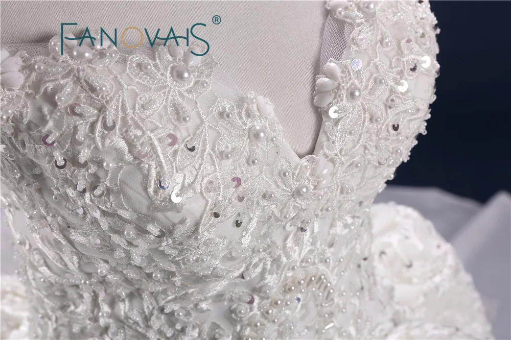 Luxury Wedding Dress Full Beading Lace Bridal Gowns With Long Train Sequin Beads Pearls Vestido de Novia Wedding Dresses