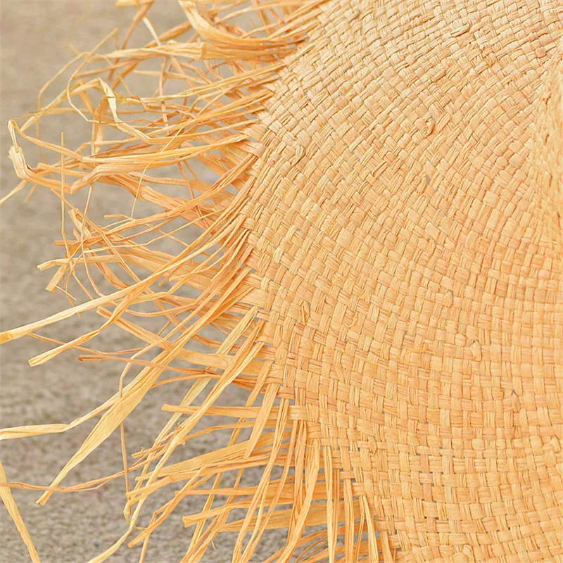 Летняя женская соломенная шляпа с широкими полями Raffia пляжная кисточками и