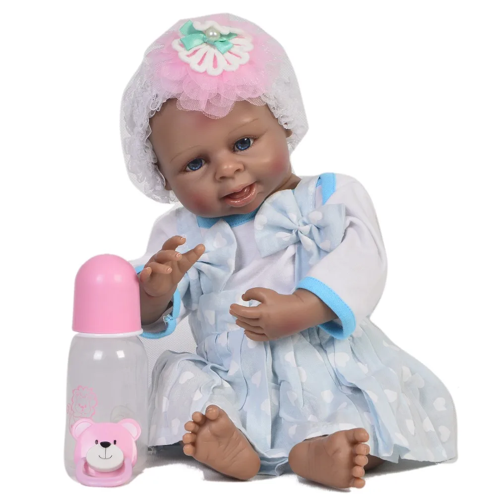 19 Inch Collectible high quality Reborn Baby Doll Full Body Silicone 45 cm Realistic Black Skin Kid Christmas Gifts | Игрушки и хобби