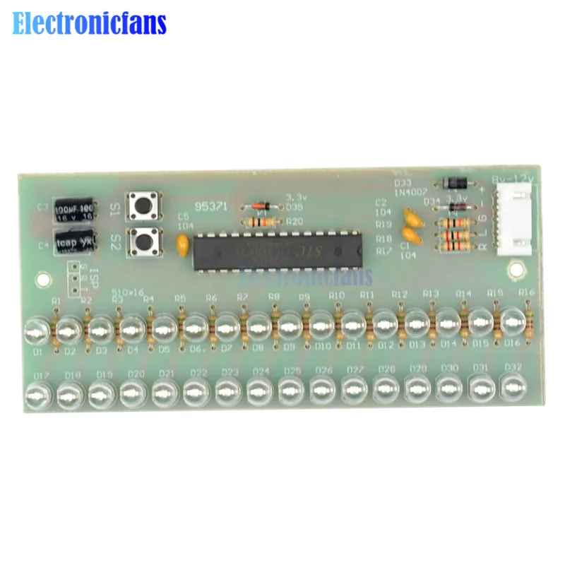 MCU Adjustable Display Pattern LED VU Meter Level Indicator Amplifier Audio 16 Dual Channel Green lamp light DC 8V to 12V | Электронные