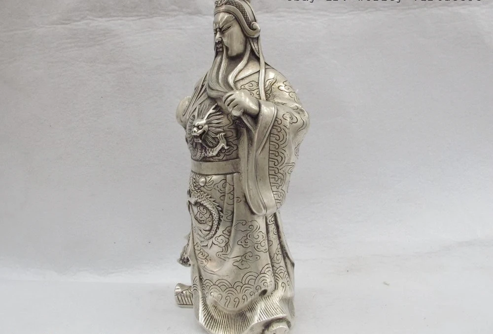 10 Китайский традиционный белый медный Серебряный Дракон Гуань Гун гуанью воин