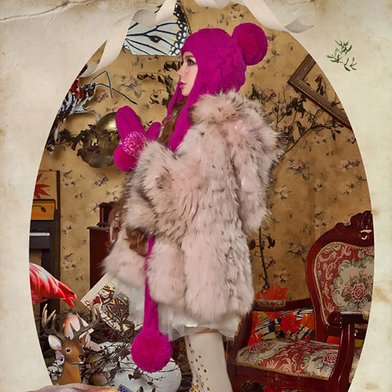 Розово красная шапка BomHCS шарф и перчатки ручной работы зимняя теплая плотная