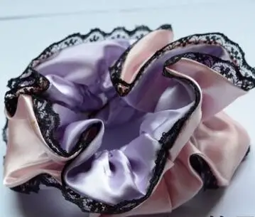 Pink Purple Новое поступление новые женские атласные кружева резинки для волос волосы бант аксессуары для волос конский хвост держатель волос Горячий - Цвет: Pink Purple