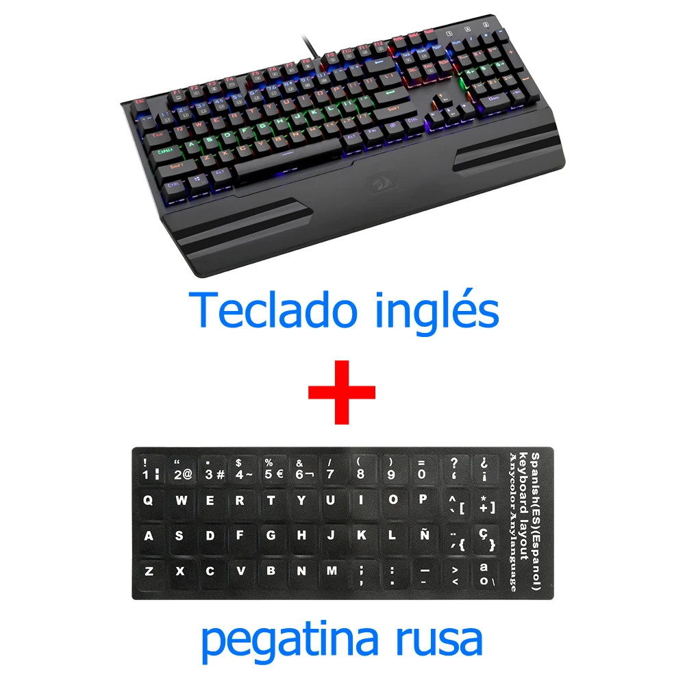 Redragon K560 Радужная алюминиевая USB Механическая игровая клавиатура, синий переключатель, эргономичная подсветка клавиш, 104 клавиш, Проводная компьютерная игровая клавиатура - Цвет: K560Rainbow ES