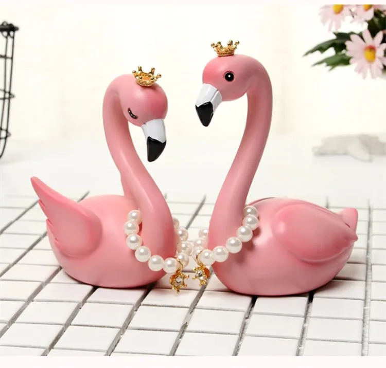 Фламинго с ожерельем украшение автомобиля Корона Lovebird розовый маятник