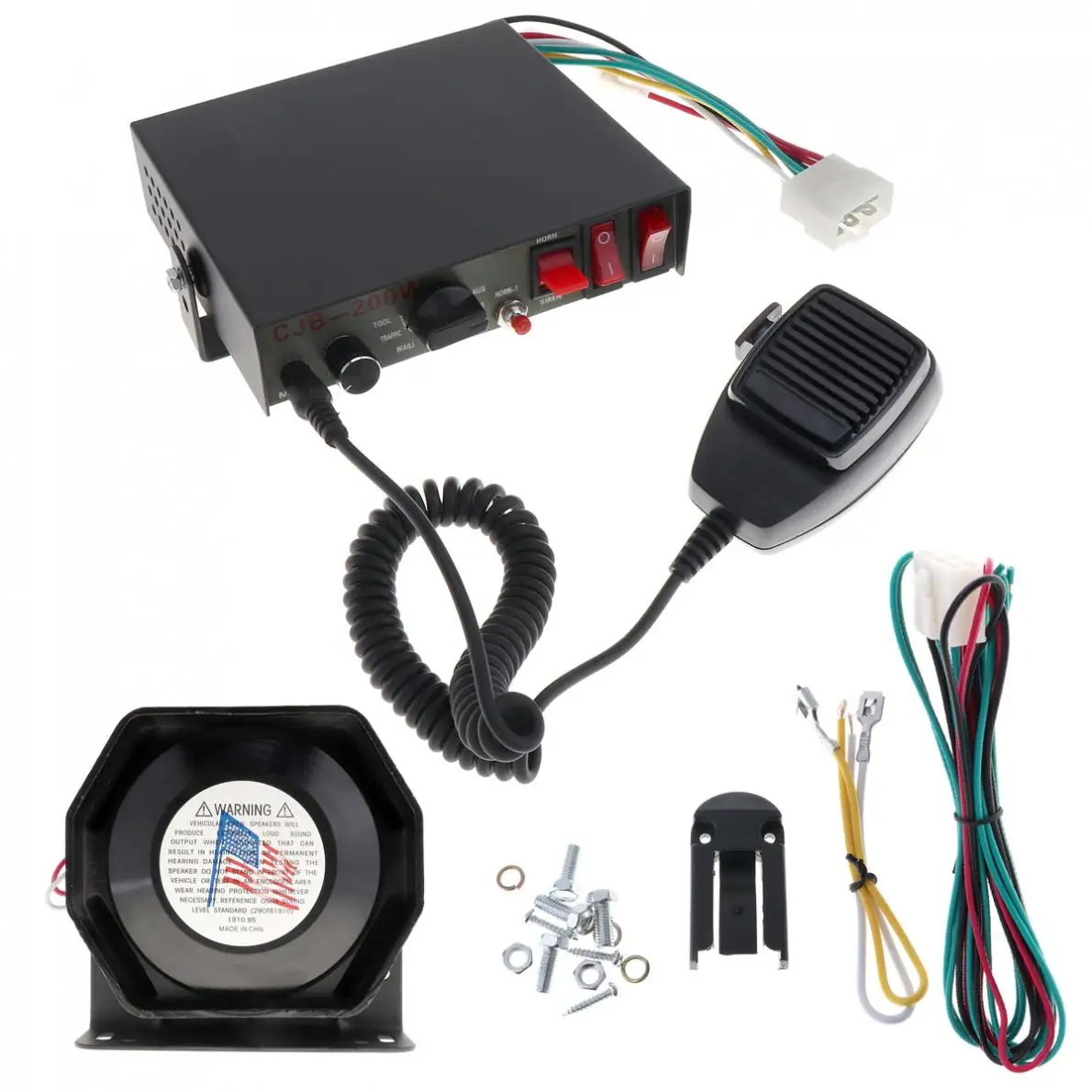 

12V 200W 8 Sound High-Quality Speaker Car Warning Alarm Police Fire Siren Horn PA with MIC System Suitable for Cars