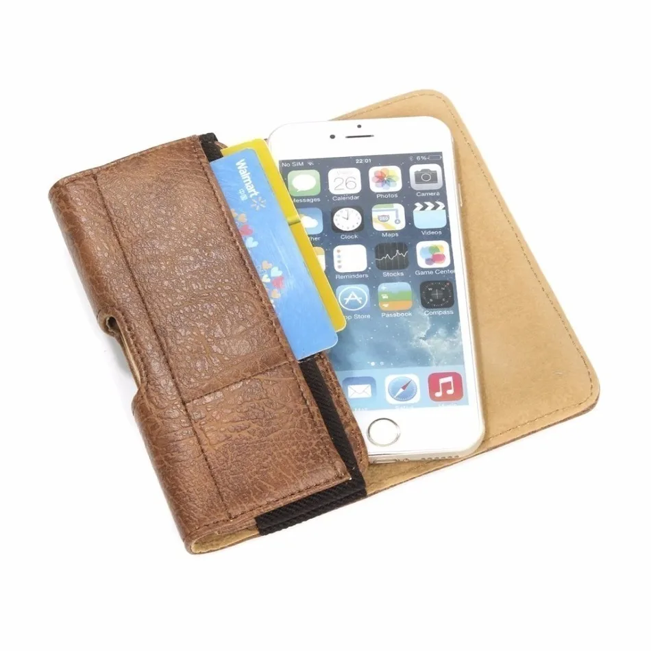 Горизонтальная поясная сумка-кобура с отделениями для карт Магнитный чехол