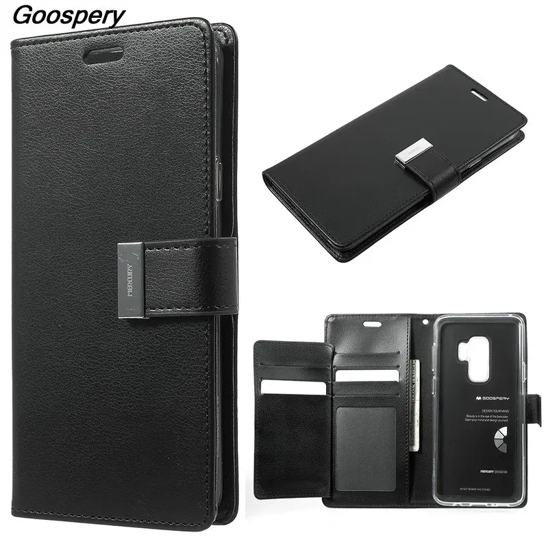 Mercury Goospery Rich Diary держатель для карт кожаный бумажник флип чехол телефона Samsung Galaxy S9