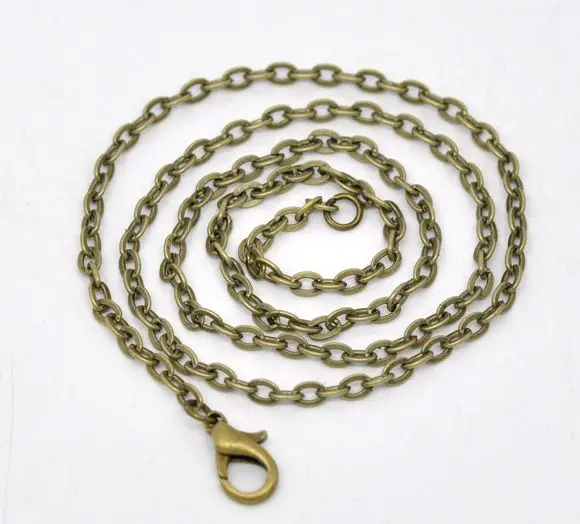 Doreenbeads розница Античная бронзовая застежка карабин плоские звенья цепи ожерелья