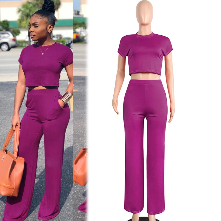 Tracksuit for Women Outfit Sportswear Co-ord Set 2 Piece Top and Pant Suits 2019 Summer Matching Festival Solid Clothing | Женская