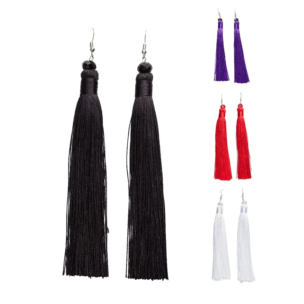 AMOURJOUX Ethnic 13.5cm Very Long Tassels Vintage Dangling Earrings For Women Female Drop Earring | Украшения и аксессуары
