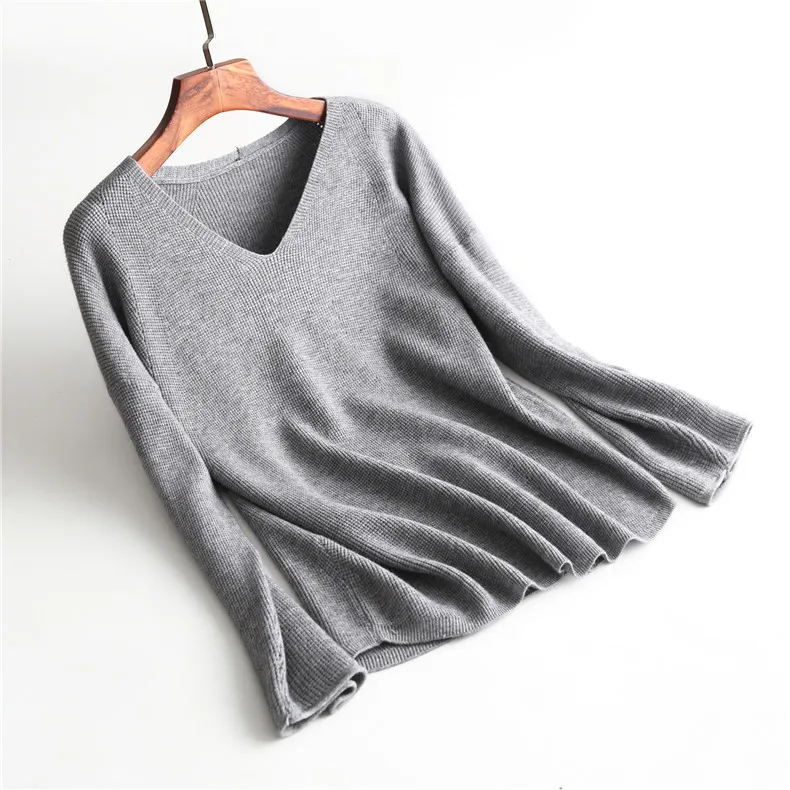 INNASOFAN sweater Female Autumn-winter thick loose-fitting Euro-American fashion with V-collar and long sleeves | Женская одежда