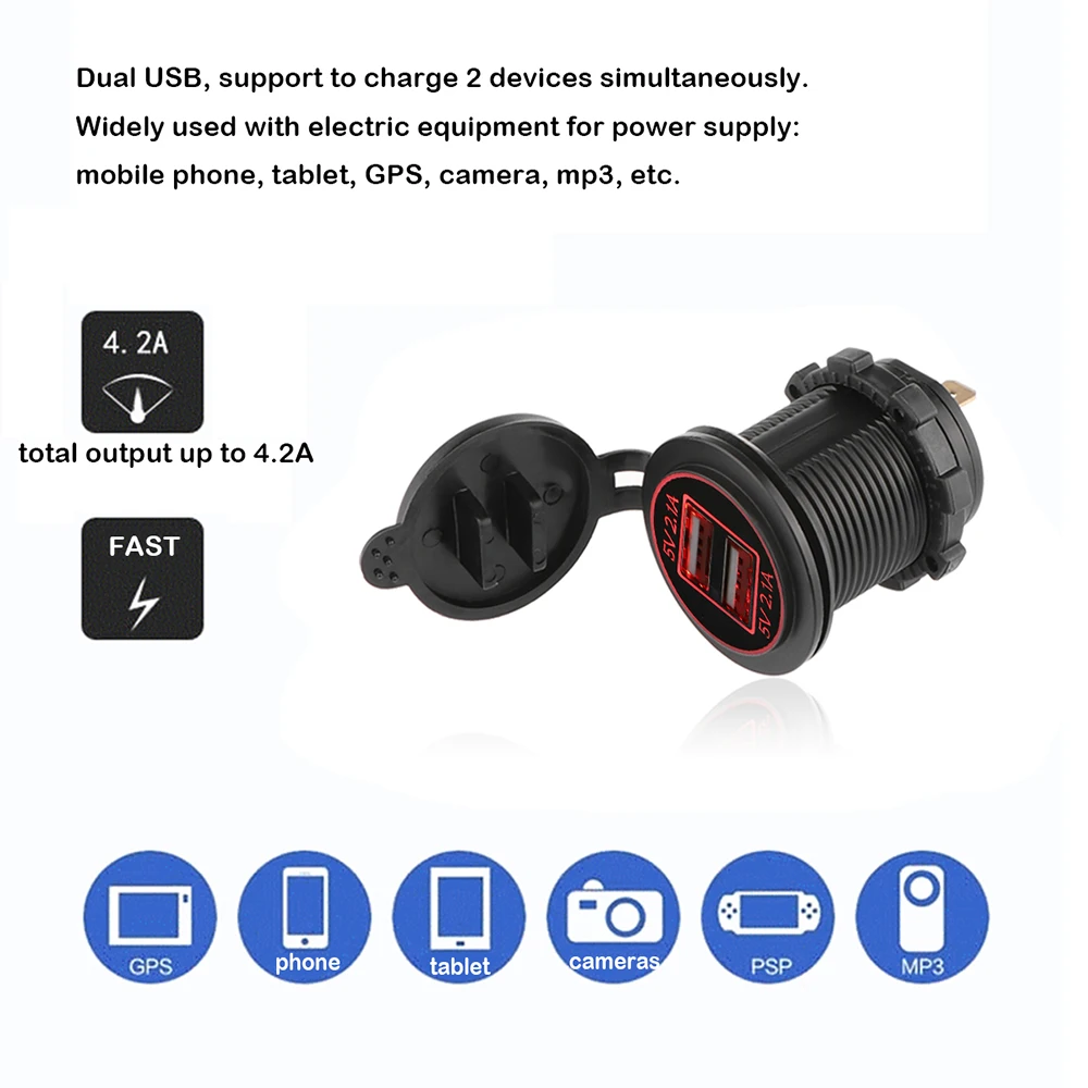 Зарядное устройство POWSTRO с двумя USB разъемами 12 24 В|charger power adapter|charger powerdual usb |