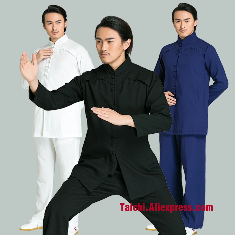 

Мужская льняная Униформа ручной работы Тай-Чи, костюм для боевого искусства ушу кунг-фу, одежда для китайского стиля, черная, белая, темно-си...