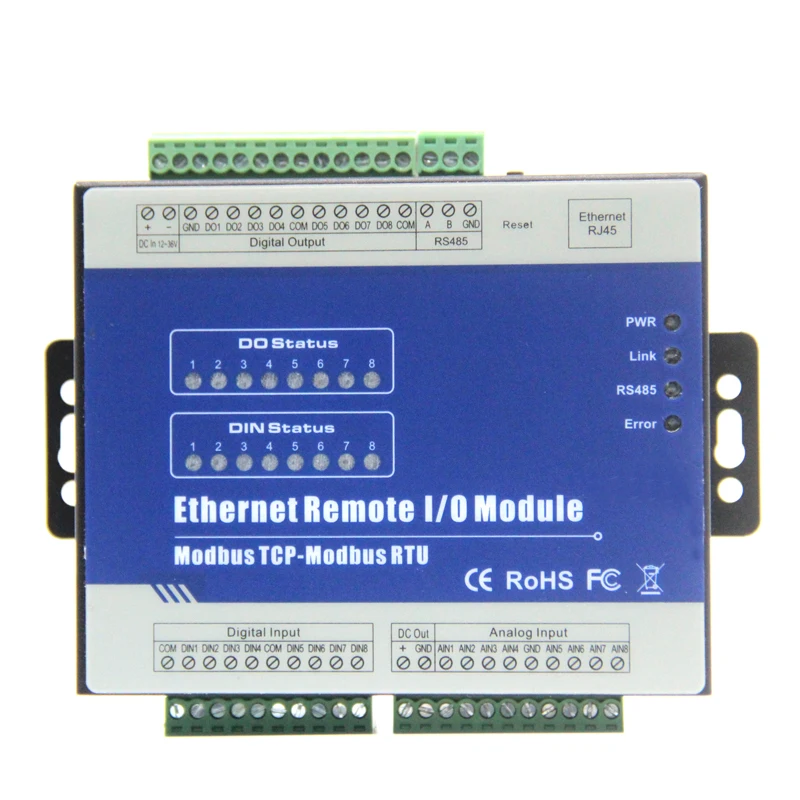 IOT Ethernet модуль modbus TCP регистратор данных RS485 Расширенный I/O Модуль с 8 релейным