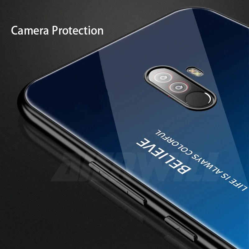 Роскошный Жесткий Чехол для Pocophone F1 чехол из закаленного стекла силиконовая