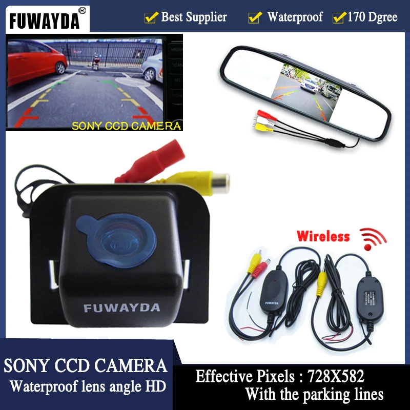 

FUWAYDA SONY CCD HD Parking 170 Car Rear View Camera With 4.3 inch Car Rearview Mirror Monitor for TOYOTA Prius 2012
