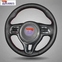 bannis black artificial leather diy hand stitched steering wheel cover for kia k5 2016 sportage 4 kx5 2016