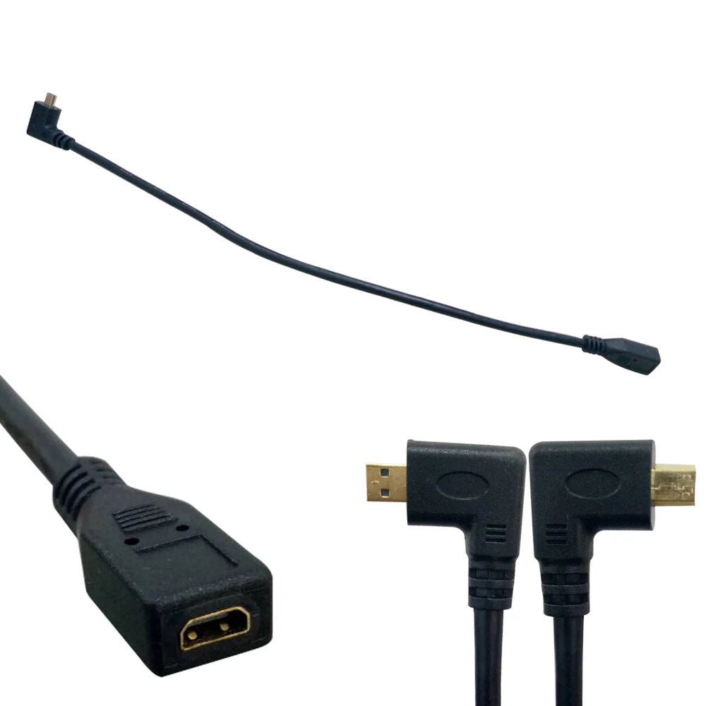 30 см HDMI правый угол Micro 90 градусов штекер к Женский позолоченный Высокоскоростной