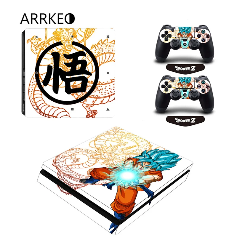 ARRKEO Dragon Ball Super Saiyan Vinyl Decal PS4 Slim Skin Sticker for PlayStation 4 Console 2Pcs Controllers LED Light Bar | Электроника