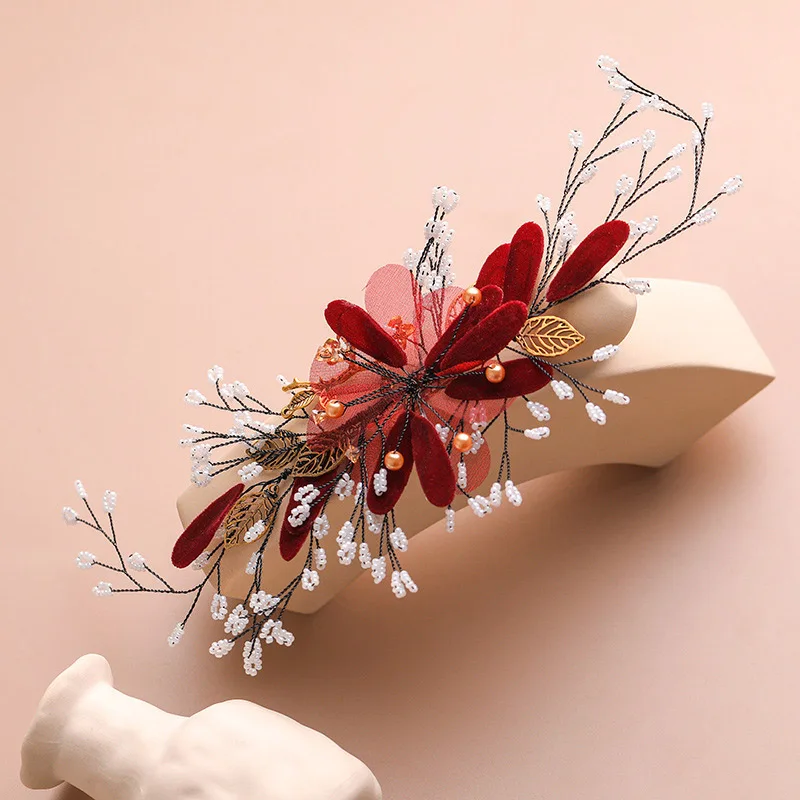 Женская заколка для волос с бусинами и жемчугом FORSEVEN свадебная ручной работы