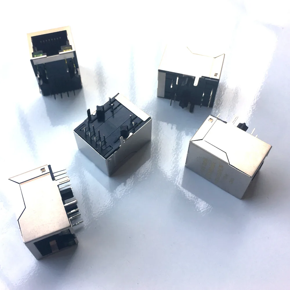 1000 шт. RJ45 Ethernet разъем с трансформатором и светодиодный гнездо PCB Модульные