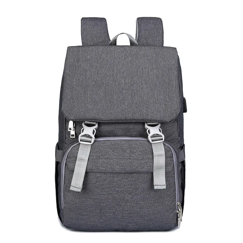 Dark gray Сумка для подгузников для мам и мам, рюкзак с usb, водонепроницаемая сумка для подгузников для мам, мам, детских колясок, органайзер с принтом - Цвет: Dark gray