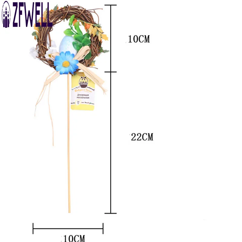 ZFWELL1PZ/лот Пасха 10*32 см оранжевый желтый розовый синий Деревянное яйцо 10 гирлянда