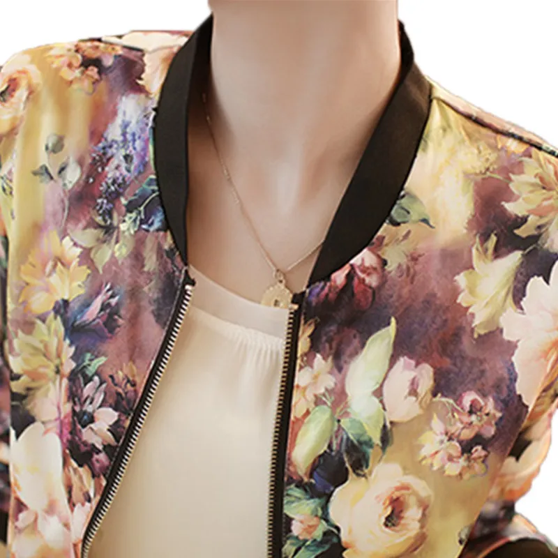 Новая Осенняя Женская куртка бомбер винтажная милая с цветочным воротником и