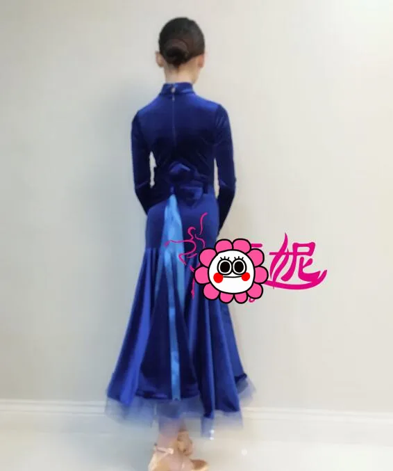 customize girl juvenile modern dance costumes kids ballroom dresses standard dancing clothes blueJ23 | Тематическая одежда и