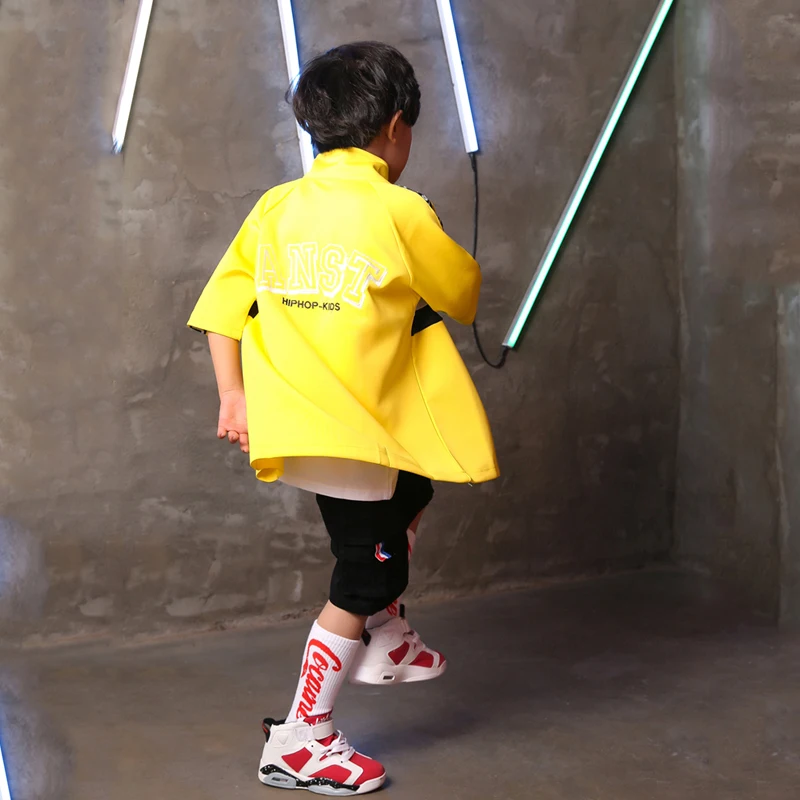 

Hip Hop Costume Boys Kids Street Dance Clothing Stage Wear Yellow Shirt Shorts Modern Street Dance Jazz Dancing Outfits DQS2118
