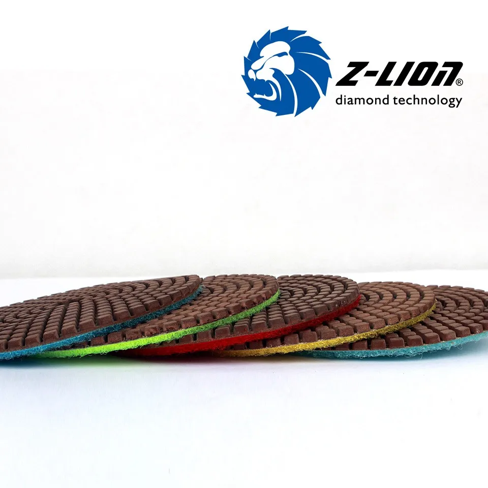 Z-LION 4&quot Copper Diamond Polishing Pads 5 Pcs 100mm Grinding Wheel Stone Granite Concrete Marble Surface Disks | Инструменты