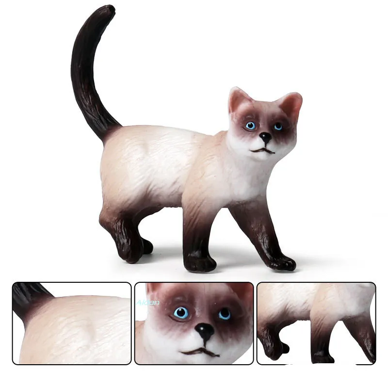 

3" Cute Cat Statue Simulation Birman The pet cat The family cat ABS Home Decor Action Figure Collectible Model Toy OPP 7CM L288