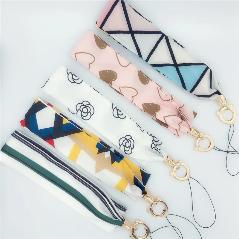 Female Fashion Silk Lanyard Wide Neck Fresh Fabric Neck Straps For Keys ID Card Gym Phone Straps USB Badge Holder DIY Hang Rope