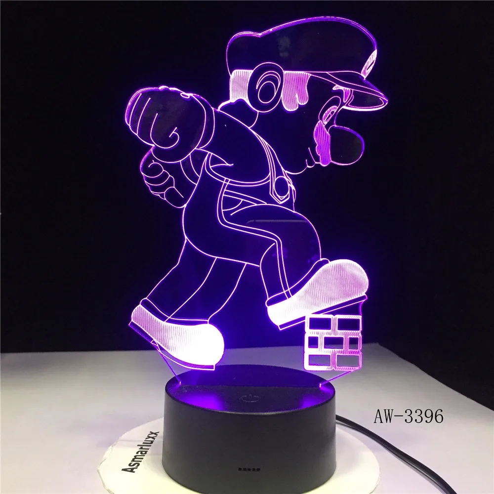 3D Светодиодная лампа в виде Марио USB мультяшная игра Супер акриловая новинка