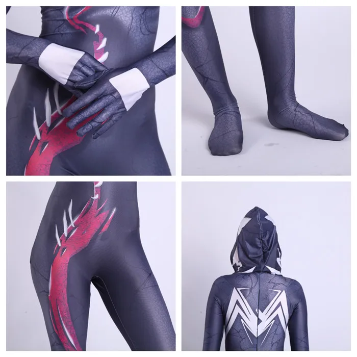 Ainclu Venom костюм паук Гвен Стэйси Человек-паук косплей костюм спандекс лайкра зентай для Хэллоуина женский паук герой костюм анти-Веном