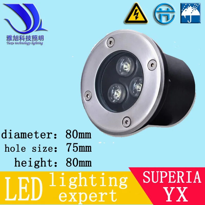 3W 1 шт. 1-36 Вт светодиодный подземный светильник IP65 утопленный lamp110V-240V напольный светильник DC12V24V - Испускаемый цвет: 3W