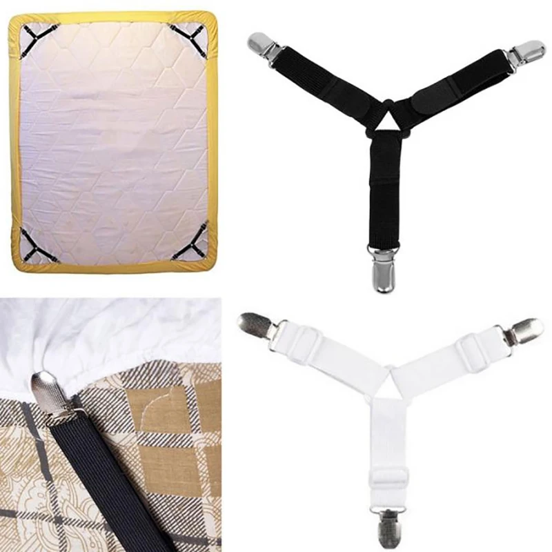 

4PCS/Set Adjustable Bed Fitted Sheet Straps Suspenders Gripper Holder Bed Sheet Clip Mattress Fastener Clips Clippers Kit