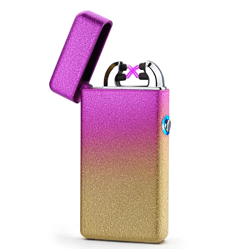 New Design Frosted glass shell LED Switch Smoke Cigarette Lighter Metal Plating Cross Double ARC Men Cigar Gifts | Дом и сад