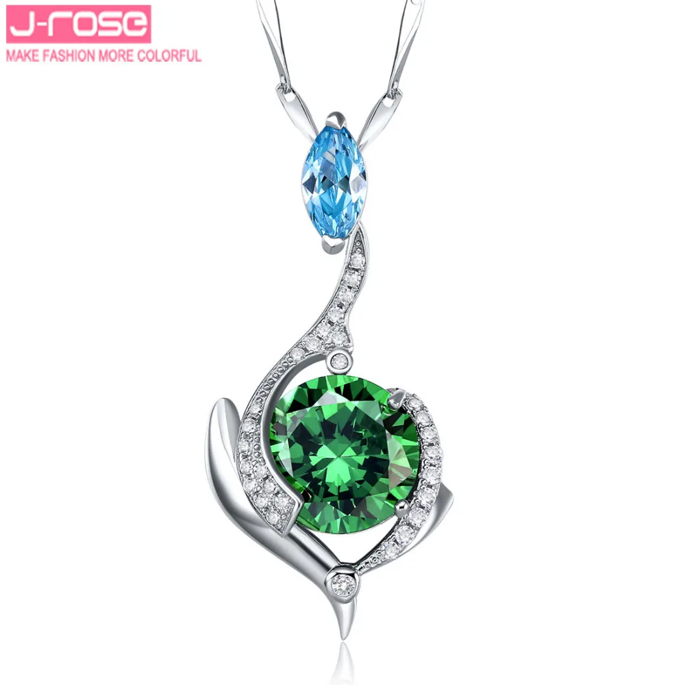 Jrose Роскошный зеленый нано русский женский кулон из твердого стерлингового