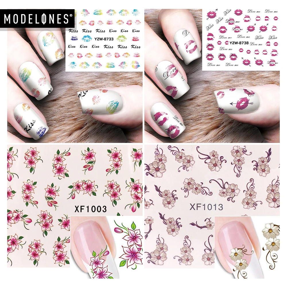 Наклейки для ногтей Modelones Модные Цветочные Переводные Слайдеры дизайна подходят