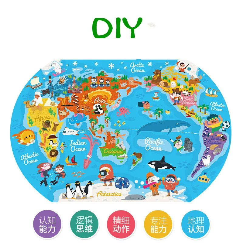 45*30 см большая карта мира головоломка дети деревянные DIY игрушки Дети Раннее